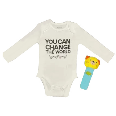  Erkek Bebek Pamuklu Beyaz Uzun Kollu Çıtçıtlı Badi 